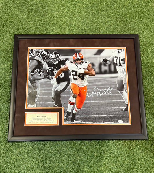 Nick Chubb Autographed Playoff Win Vs The Steelers