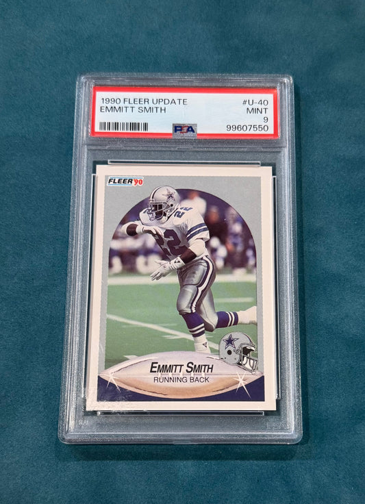 Emmitt Smith Card 1990 Fleer PSA Graded 9 Mint